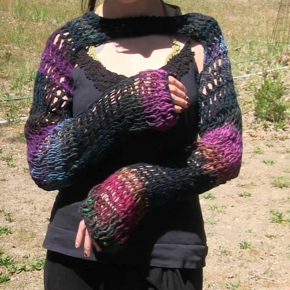 Chunky Flowy Knit Crochet Fairy Shrug- Handmade Sleeves- Multiple Sizes